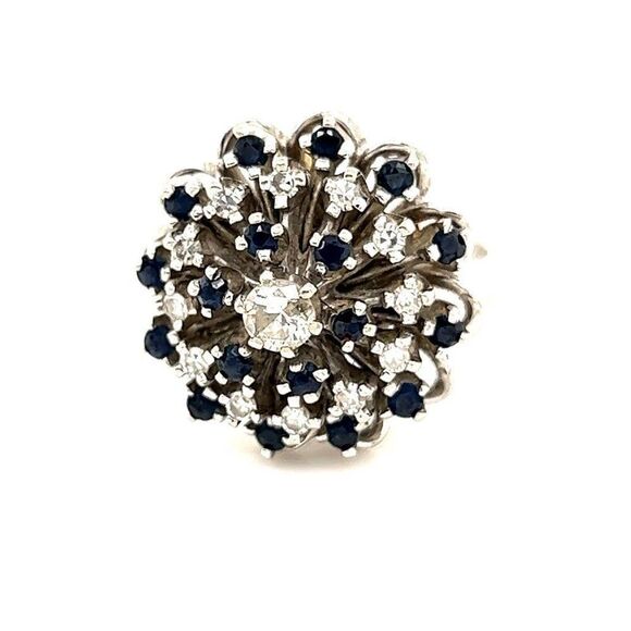 Stunning 14k Sapphires & Diamonds Vintage Ring - Picture 7 of 16